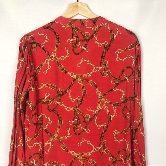 Zara Basic Red Chain Print Long Sleeve Tunic Dress S - Picture 9 of 11